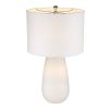 28" White Ceramic Column Table Lamp With White Drum Shade