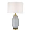 29" Brass Metal Column Table Lamp With White Drum Shade