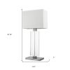 31" Silver Metal Table Lamp With White Rectangular Shade