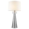 34" Silver Metal Two Light Table Lamp With White Empire Shade